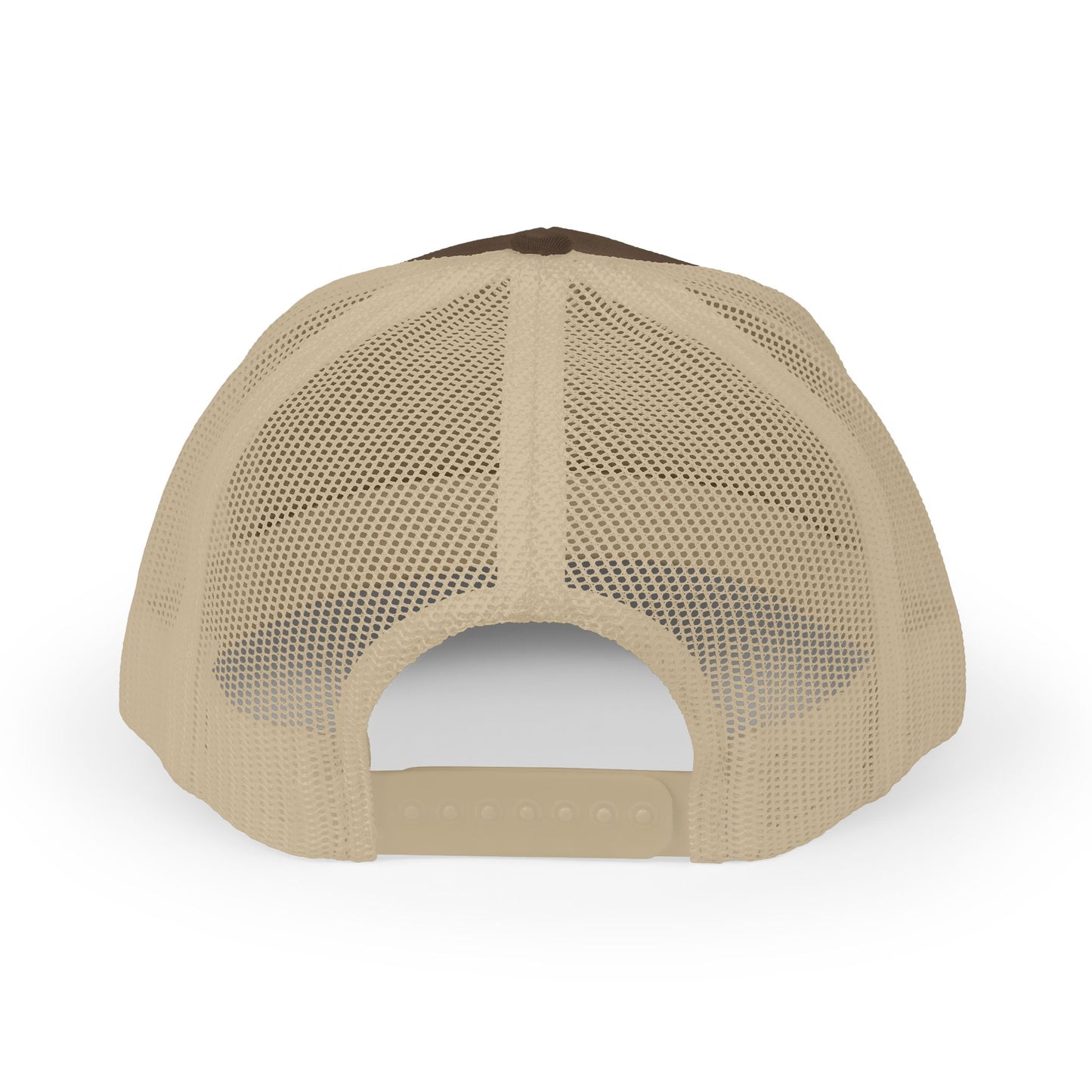 Embroidered Leather Patch Trucker Cap — Rustic Brown Snapback