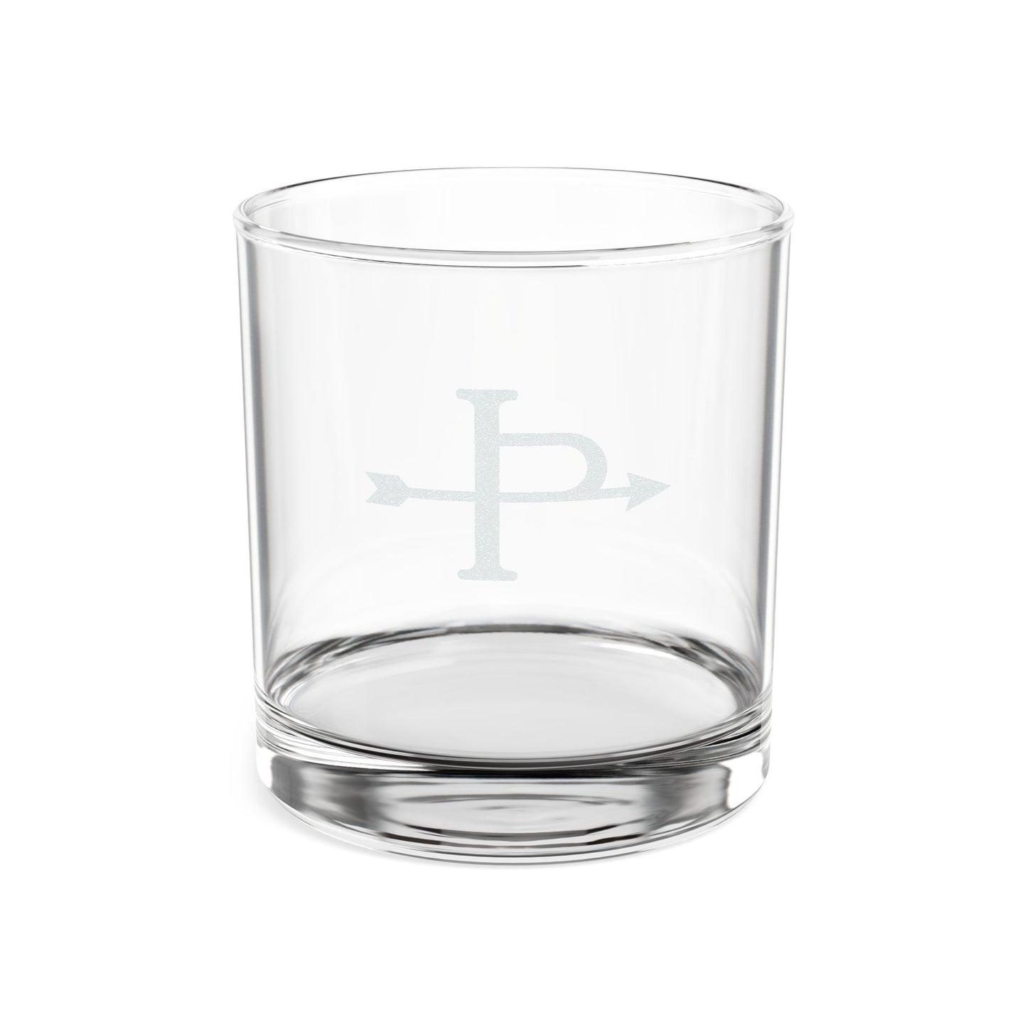 Engraved Arrow Monogram Whiskey Glass — 10.5 oz Clear Rocks Glass