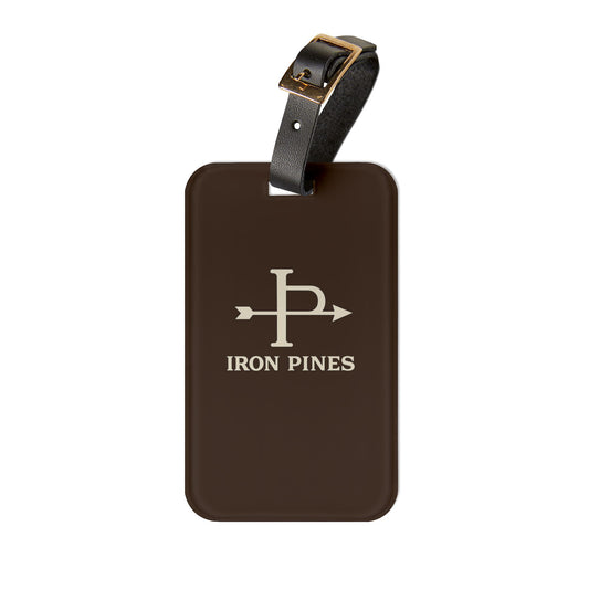 Iron Pines Leather Luggage Tag — Monogram Arrow Logo Travel ID