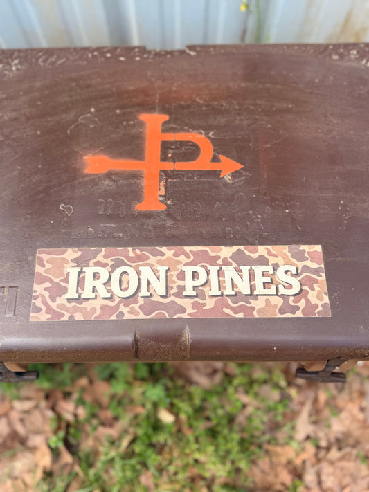 Iron Pines Camo Bumper Sticker — Outdoor Truck Decal